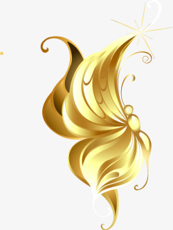 金色质感创意金色花蝴蝶素材