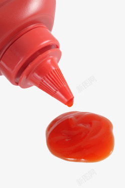 番茄酱瓶子红色塑料瓶子番茄酱包装挤压出酱高清图片