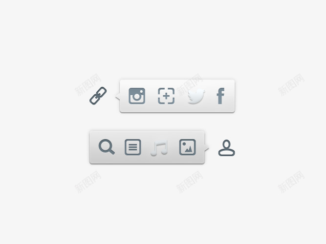 工具栏选项png免抠素材_新图网 https://ixintu.com UI设计网页元素 工具栏 搜索 添加 灰白 联系人 音乐工具