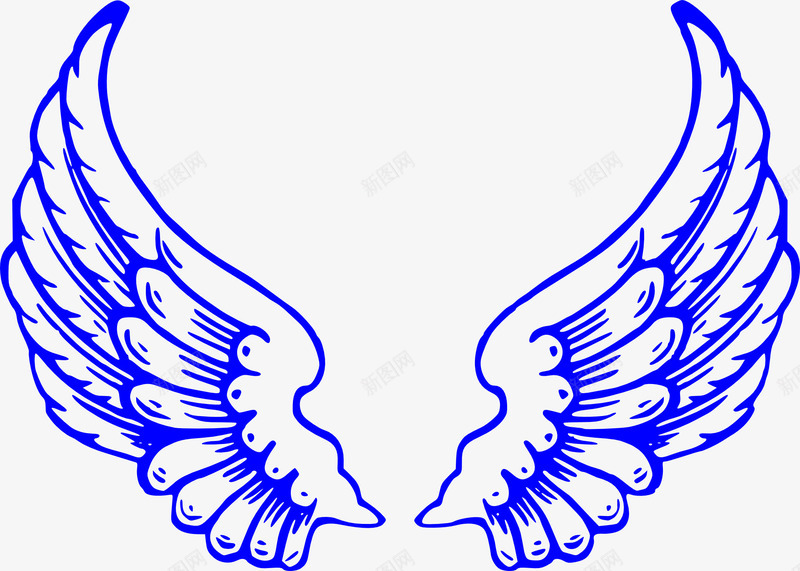 蓝色羽毛的翅膀png免抠素材_新图网 https://ixintu.com 天使 天使的翅膀 天堂 幻想 羽毛 设计 飞行