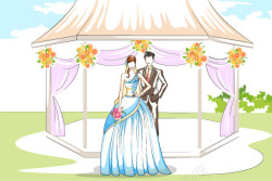 彩色新婚结婚插画高清图片