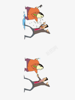 手绘吵架与合作素材