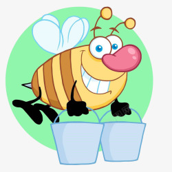 两个桶蜜蜂拎着两个桶高清图片