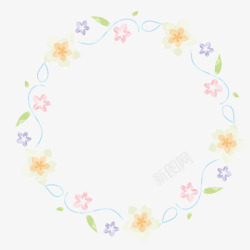美术圆形水彩手绘植物叶子花朵圆形边框矢量图高清图片