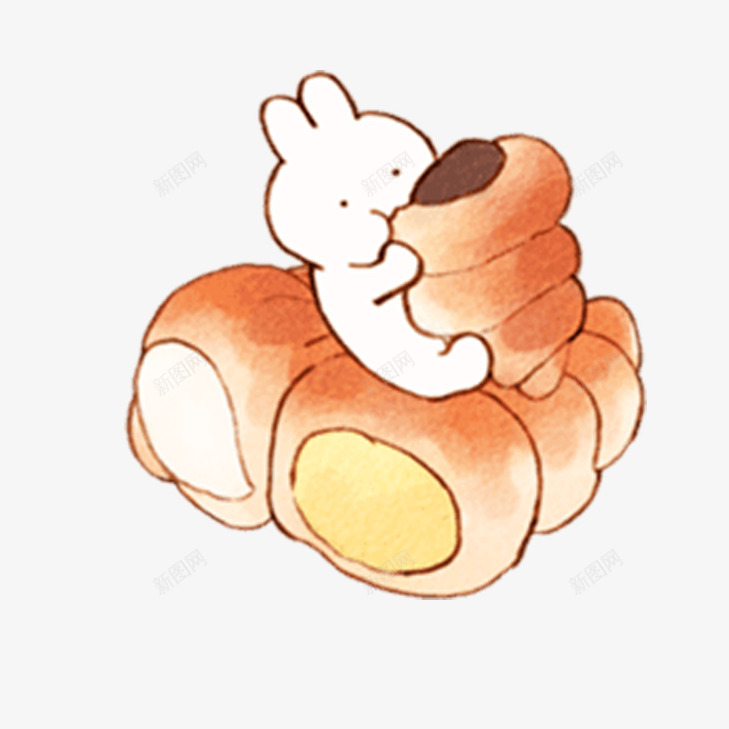 美味面包兔子创意卡通png免抠素材_新图网 https://ixintu.com 卡通 可爱 吃东西 手绘 白兔 简单 美味 食物