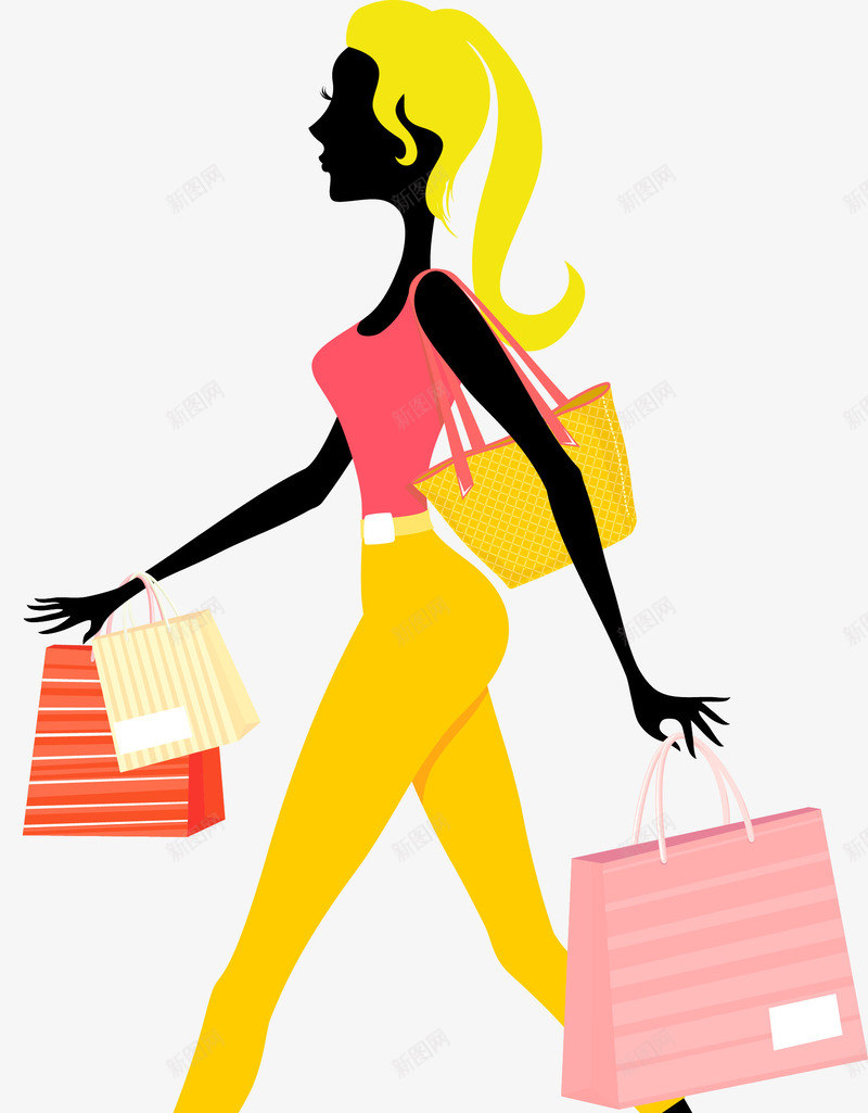 手提包装袋的黄色头发美女png免抠素材_新图网 https://ixintu.com 人物 包装袋 卡通人物 卡通美女 女人 手提东西 美女 美女提东西 美女提包 美女提袋子 袋子 购物袋