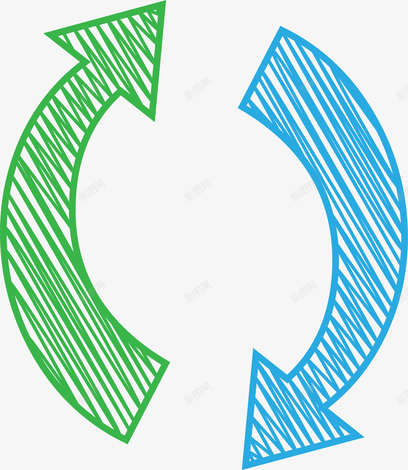 蓝绿色箭头圆圈png免抠素材_新图网 https://ixintu.com 免抠PNG 卡通 圆圈 简约 箭头 线条 绿色 蓝色 装饰图案