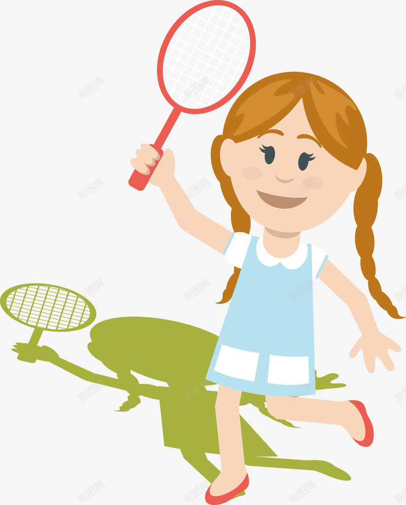 女孩打羽毛球png免抠素材_新图网 https://ixintu.com 创意 女孩 手绘 球拍 羽毛球 运动