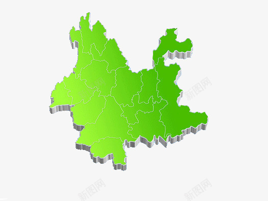 绿色立体云南地图png免抠素材_新图网 https://ixintu.com 云南 云南地图 云南省地图 地图 立体地图 绿色地图