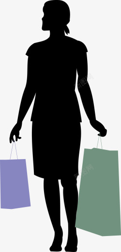 少女用购物袋卡通提着袋子的女人高清图片