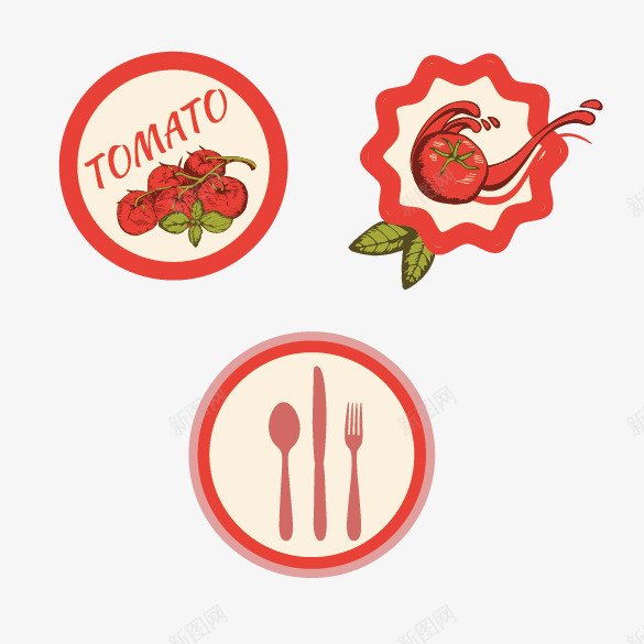 圆形LOGO图标png_新图网 https://ixintu.com LOGO 刀叉 卡通 圆形 标志 蔬菜 西红柿