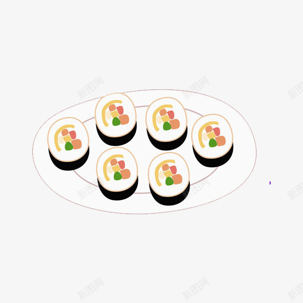 手绘寿司png免抠素材_新图网 https://ixintu.com 卡通 寿司 手绘 盘子 碟子 美食 西餐 食物