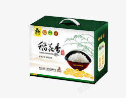 绿色白色稻花香袋装大米包装礼盒素材