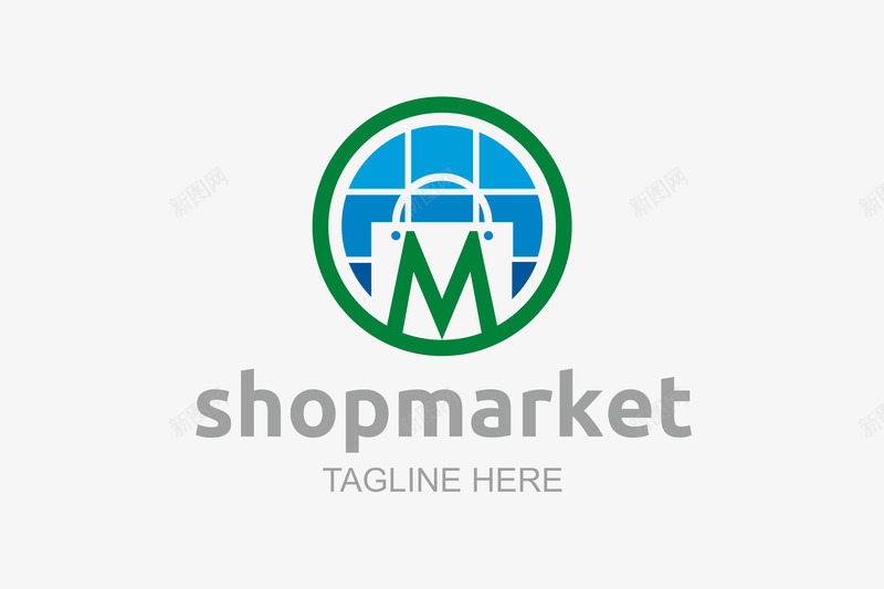 圆形购物袋logo矢量图图标ai_新图网 https://ixintu.com logo 商场 圆形 简约 精美 绿色边 设计感 购物袋 矢量图