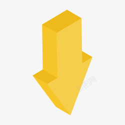 三角形向下黄色立体箭头矢量图高清图片