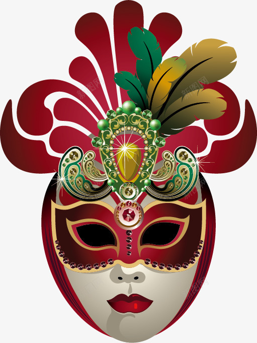 狂欢节面具png免抠素材_新图网 https://ixintu.com 彩色羽毛面具 狂欢节 舞会
