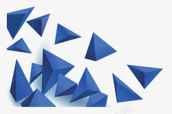 蓝色立体几何飞舞立体几何三角矢量图高清图片