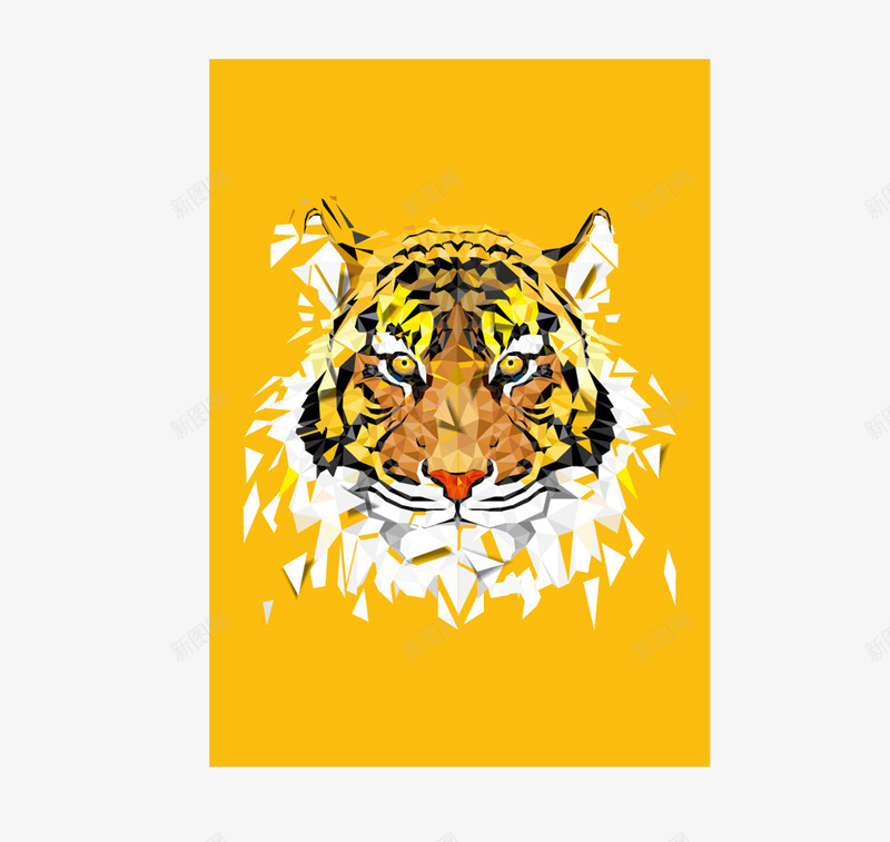黄色胸前印花图案矢量图图标ai_新图网 https://ixintu.com T恤 logo 动物 印花 方形 服装设计 碎片 精美 精良 老虎 设计感 矢量图