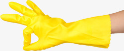 防污黄色防污染ok手势手套实物高清图片