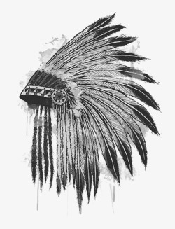黑白民族风画印第安头饰高清图片
