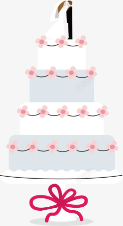 洁白浪漫的婚礼蛋糕矢量图素材