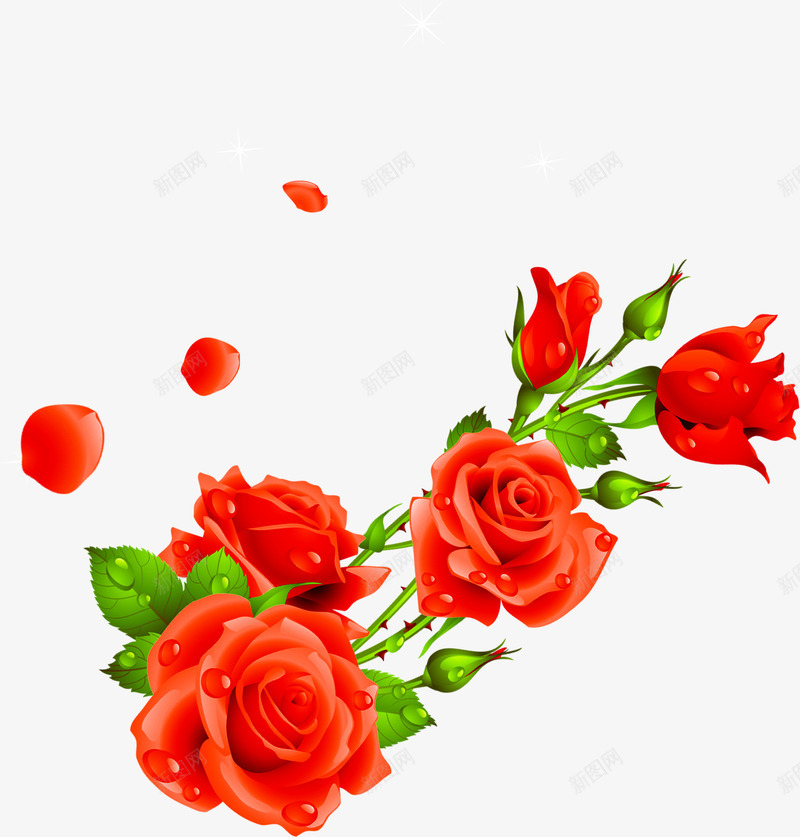 红色玫瑰植物婚庆png免抠素材_新图网 https://ixintu.com 婚庆 植物 玫瑰 红色