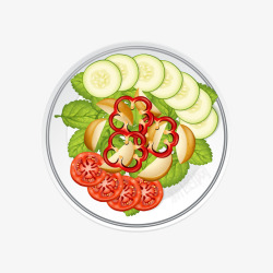 卡通西红柿蔬菜沙拉素材