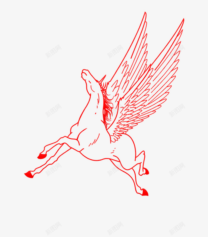 长翅膀的马匹手绘图png免抠素材_新图网 https://ixintu.com 动物 简图 红色马匹 羽毛 翅膀 飞翔 飞跃 马匹