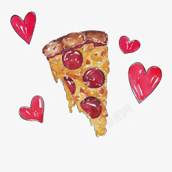爱心西餐手绘披萨高清图片