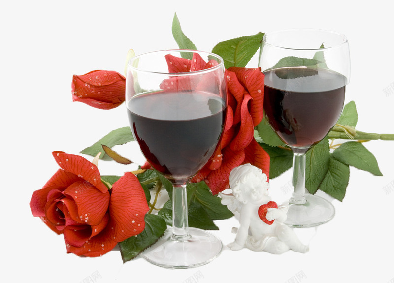 玫瑰和红酒png免抠素材_新图网 https://ixintu.com 元素 玫瑰 红酒