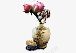 中国风陶瓷荷花花瓶花瓶高清图片