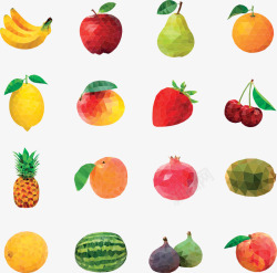 低多边形水果西瓜彩色多边形水果高清图片