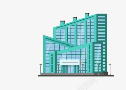 绿色大楼等距城市建筑插画绿色大楼高清图片
