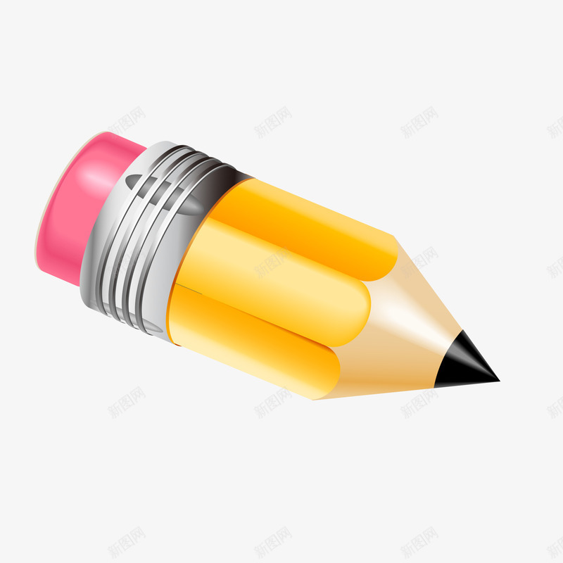 卡通黄色的铅笔矢量图ai免抠素材_新图网 https://ixintu.com 学习用品 文具设计 立体 铅笔设计 黄色 矢量图