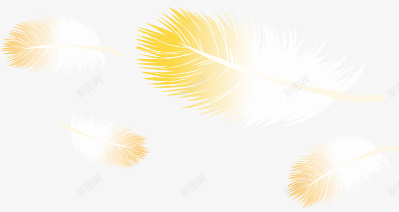 几片羽毛png免抠素材_新图网 https://ixintu.com 手绘 素材 装饰 黄色