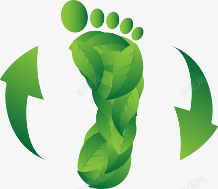 绿色脚掌与箭头图图标图标