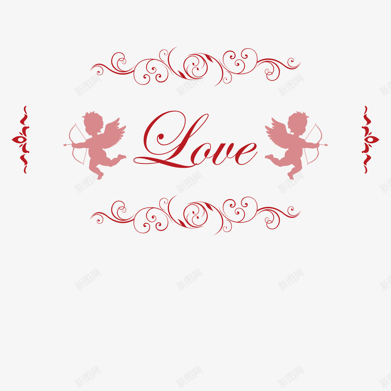 爱情主题花纹边框png免抠素材_新图网 https://ixintu.com 丘比特 婚礼 情人节 爱情 精美 红色 花纹 边框