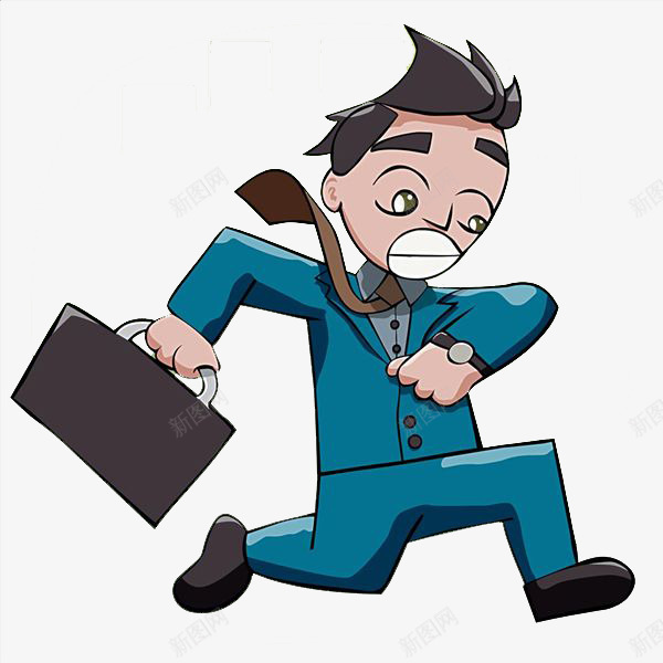 一个快要迟到的人png免抠素材_新图网 https://ixintu.com 上班族 卡通手绘 商务人士 奔跑的人 西装革履 领带