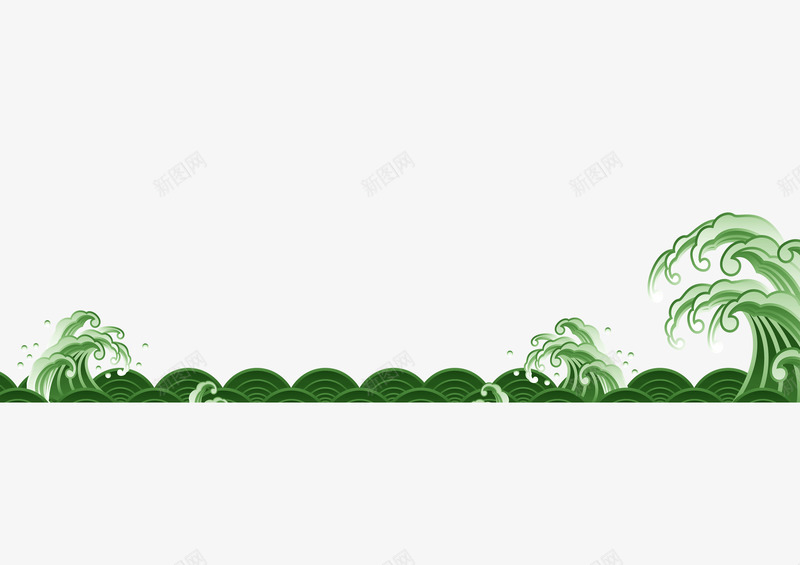 绿色浪花创意png免抠素材_新图网 https://ixintu.com 创意设计 包装设计 浪花花边 海报设计 绿色浪花 边框