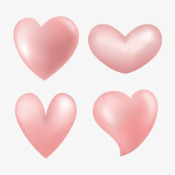 四颗浪漫的粉色爱心矢量图高清图片