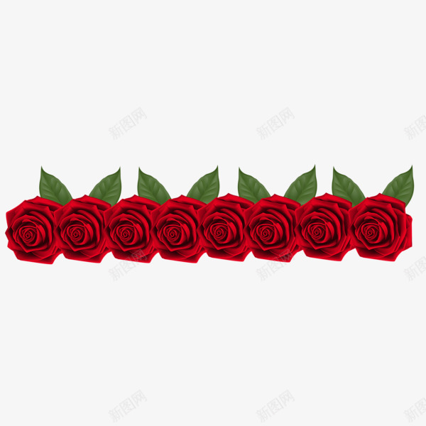 漂浮一排玫瑰花png免抠素材_新图网 https://ixintu.com 漂浮素材 玫瑰花 红色 装饰图案