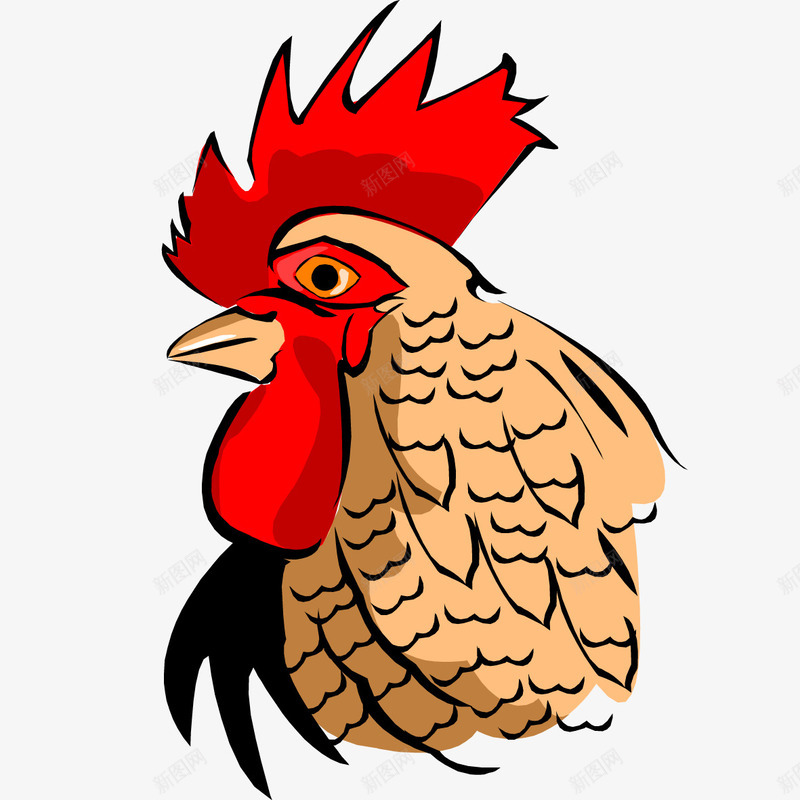 公鸡头像png免抠素材_新图网 https://ixintu.com 公鸡 卡通 头像 手绘 棕色 红色 羽毛 鸡冠