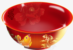 红色古风瓷碗素材