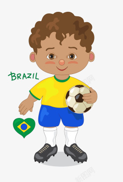 手绘世界杯巴西队卡通形象矢量图素材