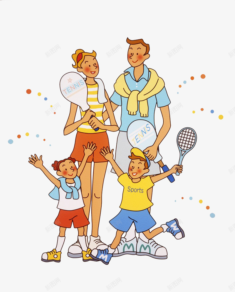全家做运动png免抠素材_新图网 https://ixintu.com 做运动 全家 卡通 卡通family 羽毛球