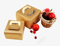 白卡金色蛋糕盒高清图片