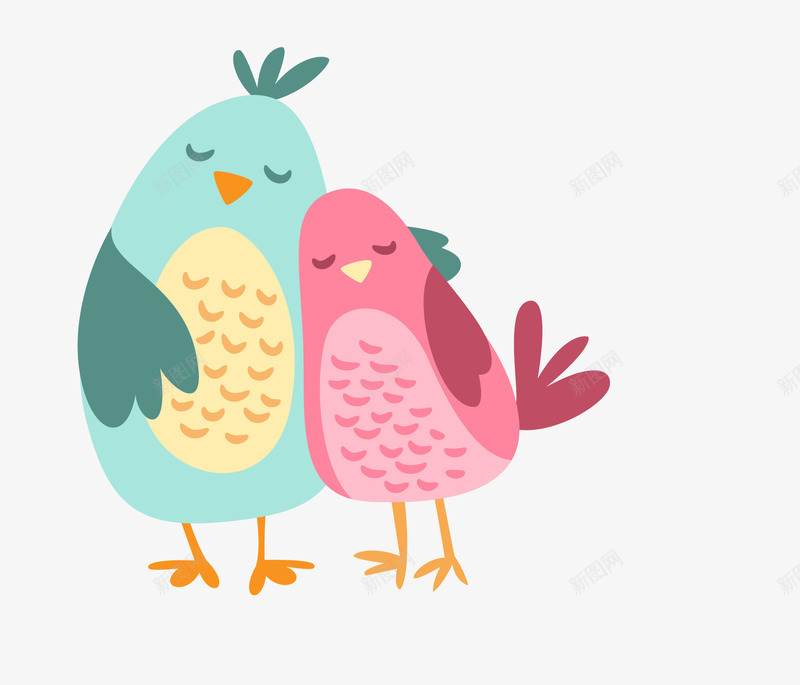 相爱的两只小鸟手绘图png免抠素材_新图网 https://ixintu.com 卡通 可爱的 小鸟 彩色小鸟 情侣 相爱的 羽毛
