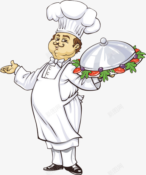 站着的厨师png免抠素材_新图网 https://ixintu.com 卡通人物 厨师帽 站着的人 美食 胖厨师 西餐