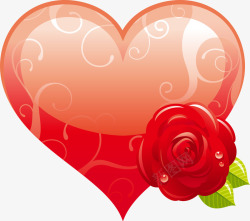 手绘红色心形玫瑰花图案矢量图素材