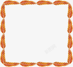 橘色羽毛方形边框素材
